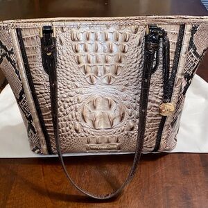 Elegant Crocodile Embossed Brahmin Leather Tote Bag and dust bag.
